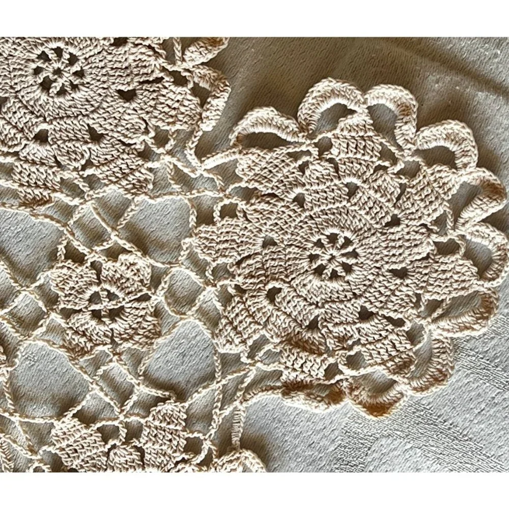 Beige Crochet Doily 14.5